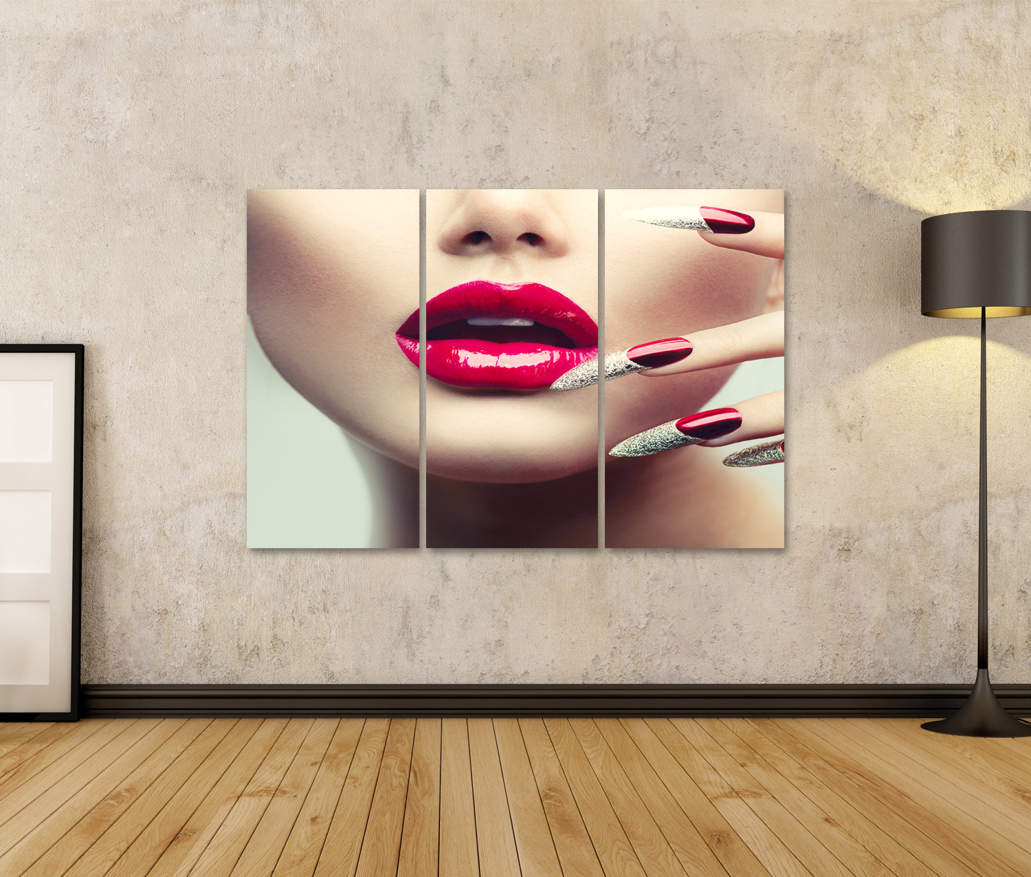 Mobel Wohnen Bild Bilder Auf Leinwand Make Up Und Manikure Rote Lange Nagel Und Rot Rck Bilder Drucke